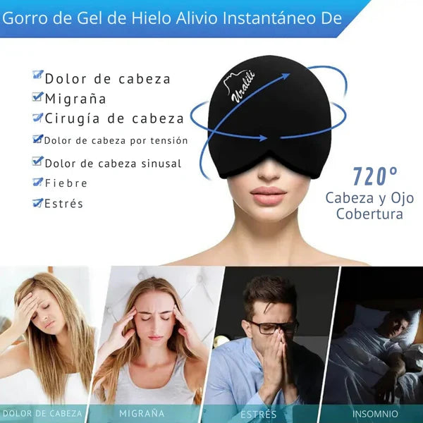 Bolsa de hielo para alivio de dolor de cabeza y migraña