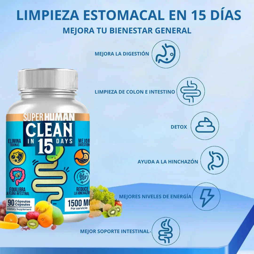 Clean15 Limpieza Completa Estomacal en 15 días - SuperHuman PG