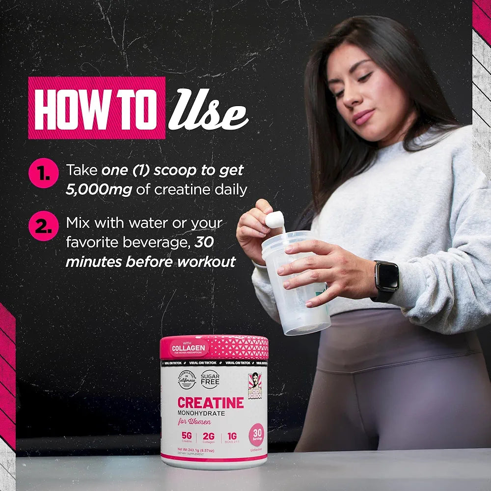 CREATINE MONOHYDRATADA ORIGINAL PARA MUJERES 🍑 3 EN 1 (+COLAGENO) + ENVIO GRATIS